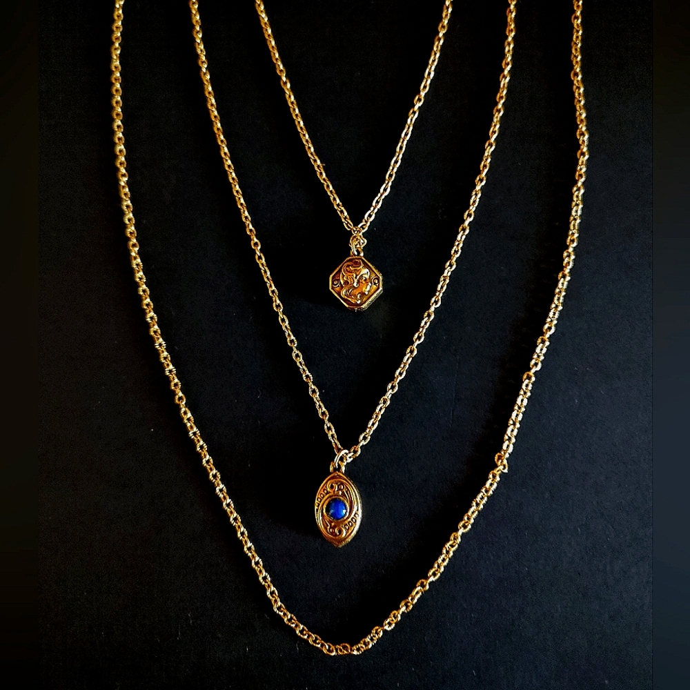 3 STRAND 28in GOLD PLATED NECKLACE